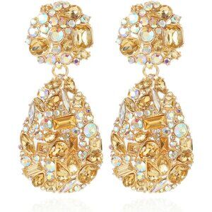 Stunning Champagne Drop Earrings with Art Deco Flair - All Occasion Accessory